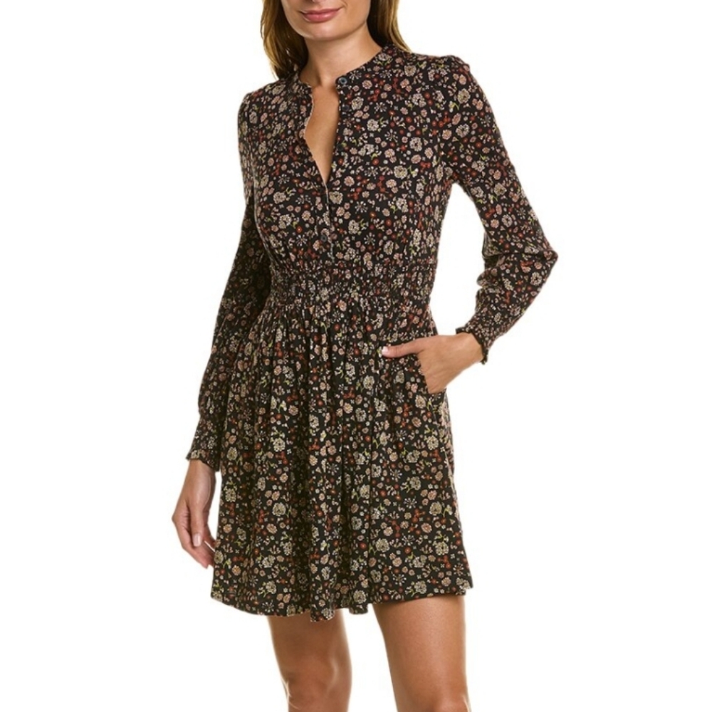 Smocked Waist Jersey Shirt Dress